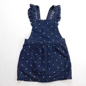 Carters Baby Girl 18 Months Chambray Navy Blue White Polka Dots  Overall Dress